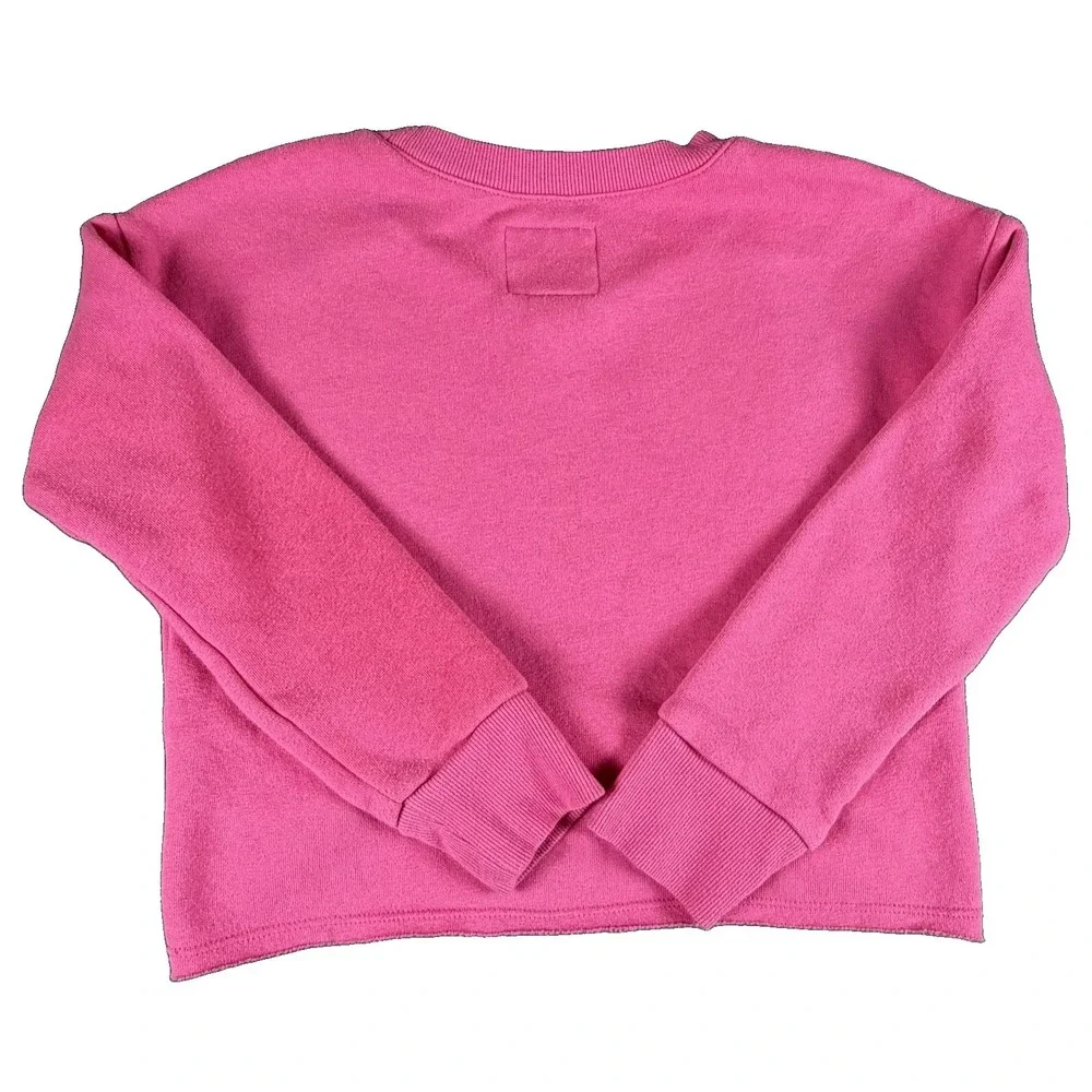 OshKosh B'gosh Sweatshirt Girls 7 Pink Fleece Crochet Shoulder Pullover Top